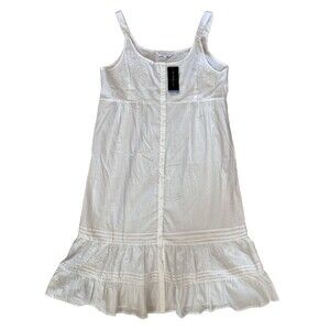 Alexander Del Rossa womens  White Embroidered Midi Cotton Nightgown size Large